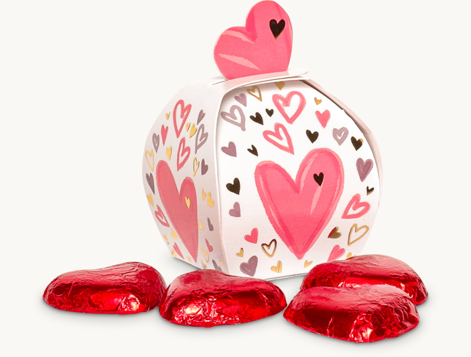 Mini-Geschenkbox mit 4 Herzen, 4-fach sortiert
