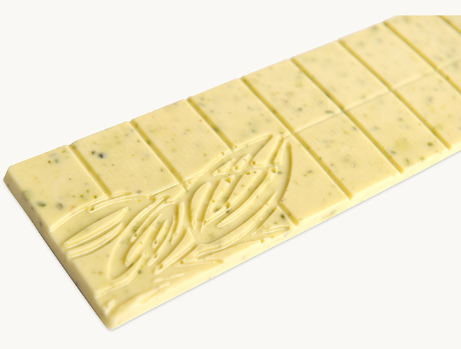 Tafel handgeschöpft Limone-Pistazie Weiße Schokolade